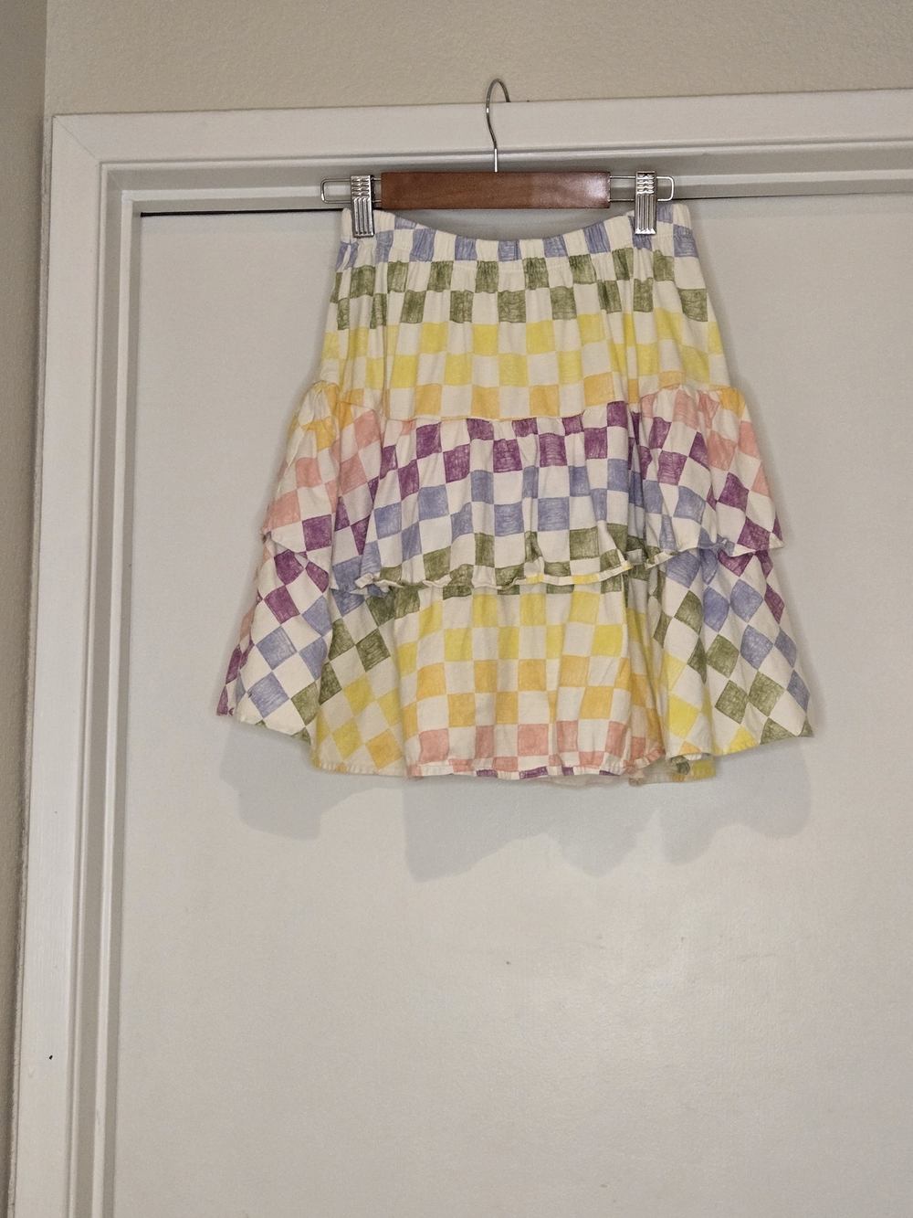Tea Collection Pastel Checkered Tiered Mini Skirt